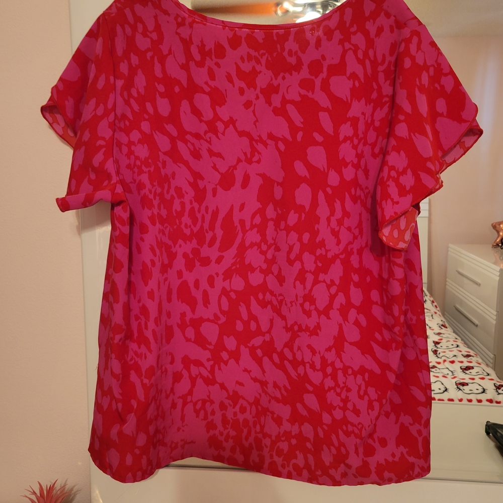 SHEIN Bold Red and Pink Blouse